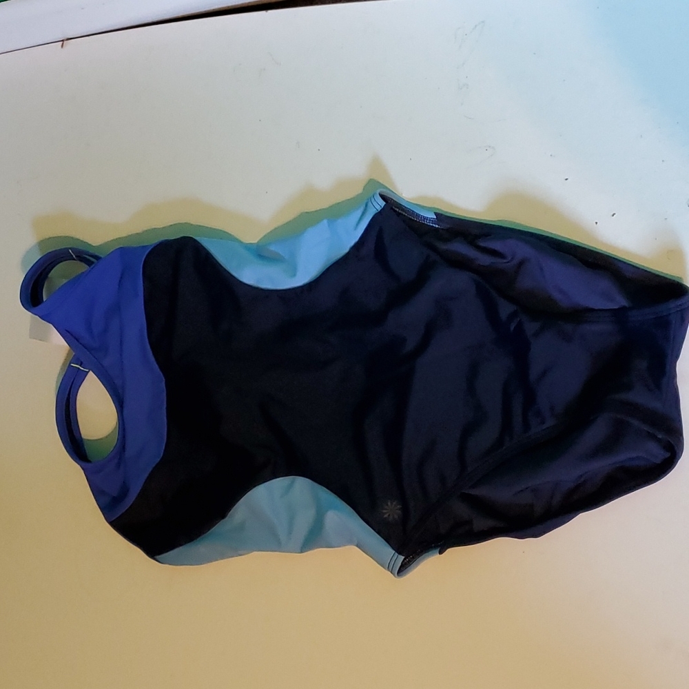 New Athleta women's XXS 00 blue colorblock one piece swimsuit